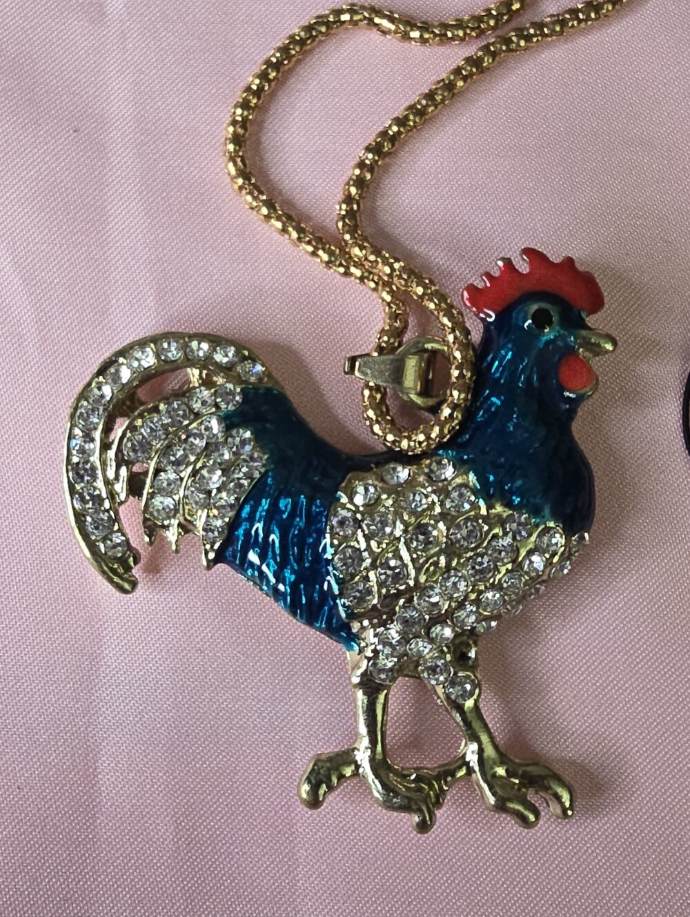 Betsey Johnson Rooster Rhinestone Necklace, NWT